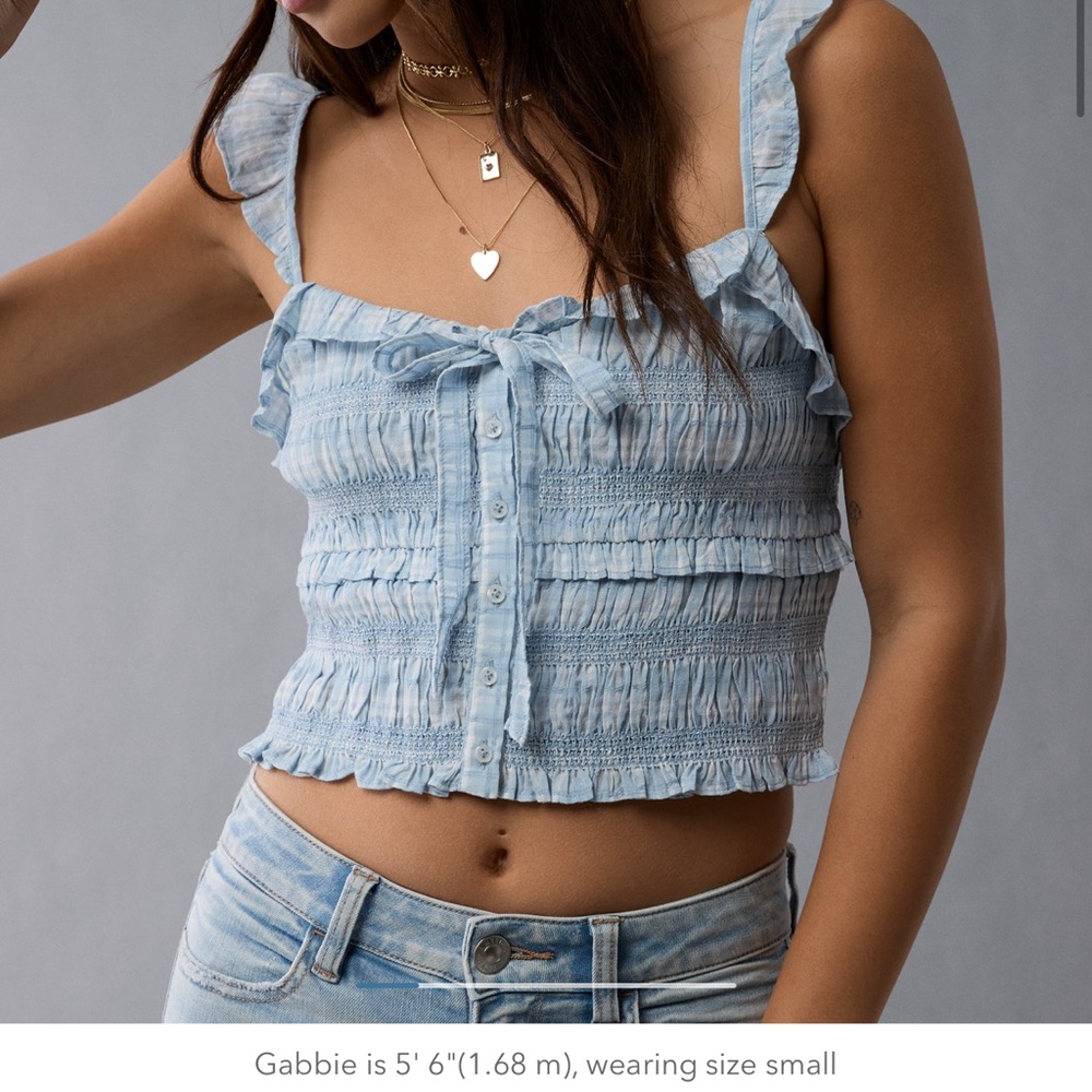 American Eagle Smocked Ruffle Tank Top